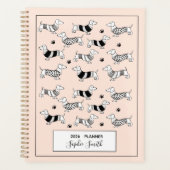 Dachshund geïllustreerde Hondenliefhebbers 2025 Pl Planner (Voorkant)