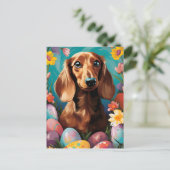Dachshund Gelukkig Pasen Briefkaart (Staand voorkant)
