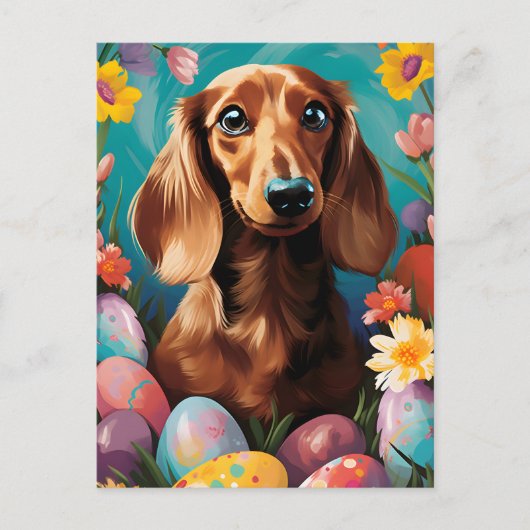 Dachshund Gelukkig Pasen Briefkaart (Voorkant)