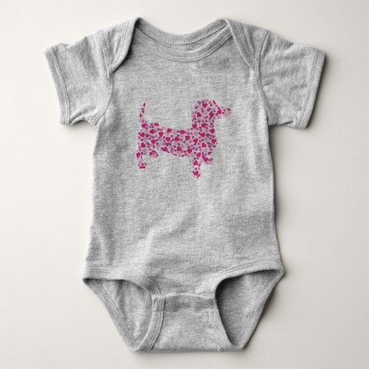 Dachshund gemaakt in Roze Harten Romper (Voorkant)