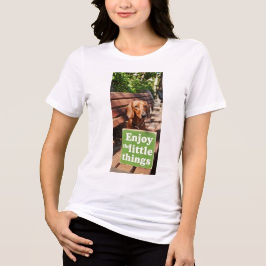 Dachshund Geniet van de kleine dingen Tri-Blend Shirt (Voorkant)