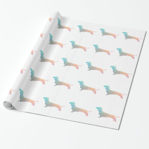 Dachshund Geometric Pattern Silhouette Cadeaupapier