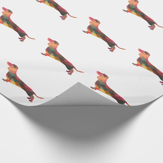 Dachshund Geometric Pattern Silhouette Cadeaupapier (Hoek)
