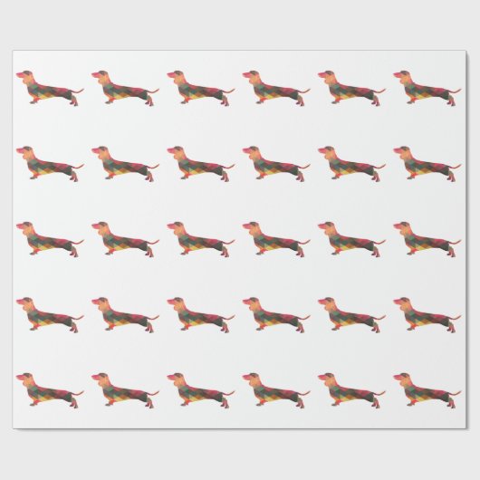 Dachshund Geometric Pattern Silhouette Cadeaupapier (Vlak)