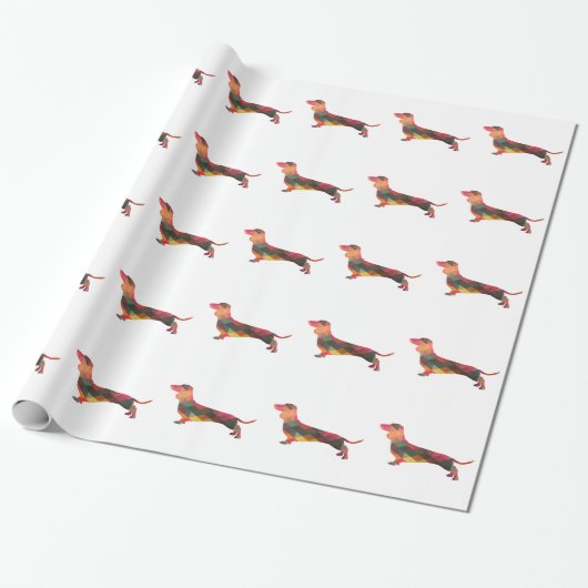 Dachshund Geometric Pattern Silhouette Cadeaupapier (Uitgerold)