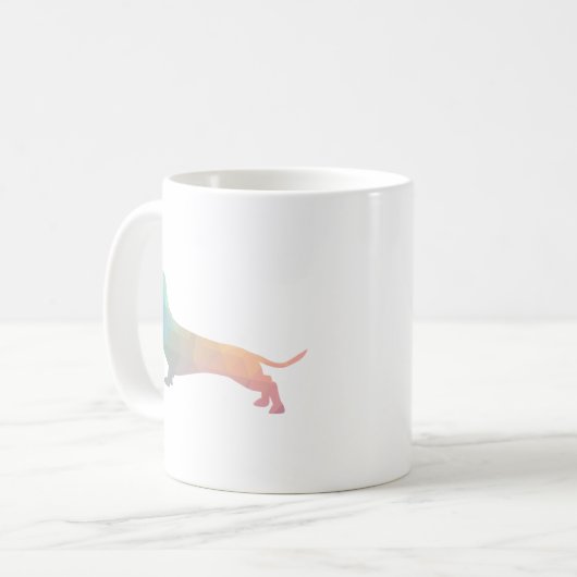 Dachshund Geometric Pattern Silhouette Koffiemok (Voorkant links)