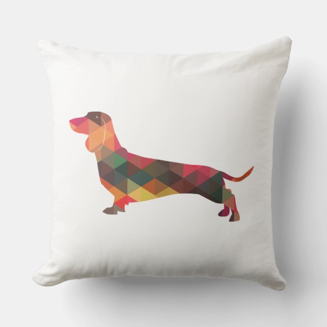 Dachshund Geometric Pattern Silhouette Kussen (Voorkant)