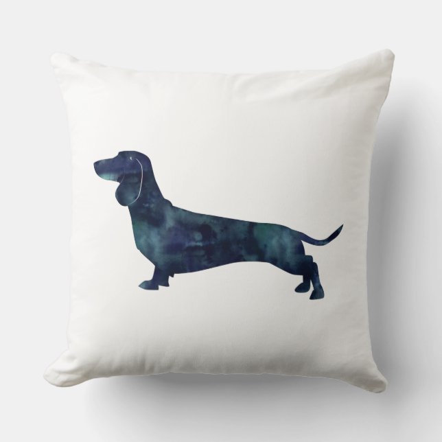Dachshund Geometric Pattern Silhouette Kussen (Voorkant)
