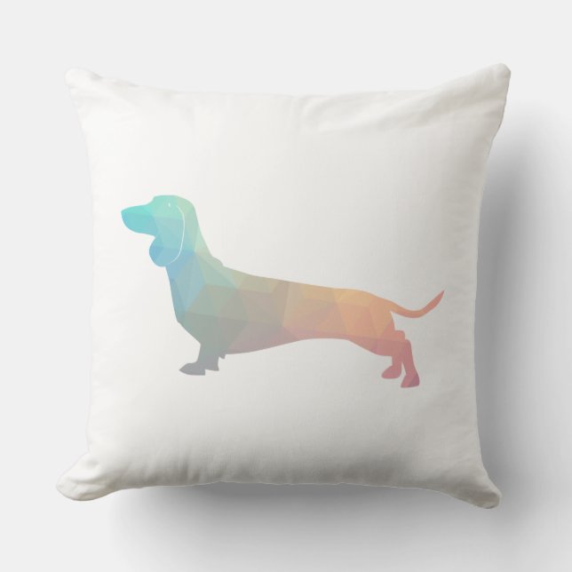 Dachshund Geometric Pattern Silhouette Kussen (Voorkant)