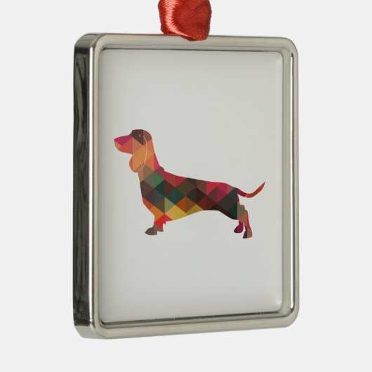 Dachshund Geometric Pattern Silhouette Metalen Ornament (Rechts)