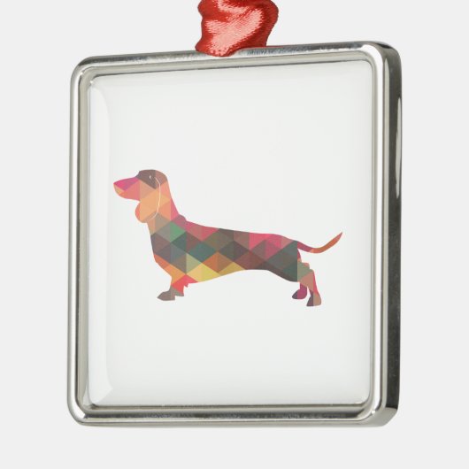 Dachshund Geometric Pattern Silhouette Metalen Ornament (Links)