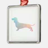 Dachshund Geometric Pattern Silhouette Metalen Ornament (Links)
