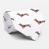 Dachshund Geometric Pattern Silhouette Stropdas (Opgerold)