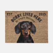 Dachshund gepersonaliseerd huisdier deurmat (Voorkant)