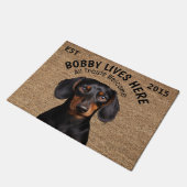 Dachshund gepersonaliseerd huisdier deurmat (Schuin)