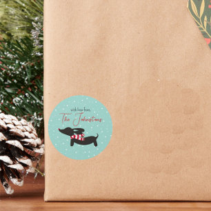 Dachshund Gepersonaliseerd Kerstcadeau Label of ze