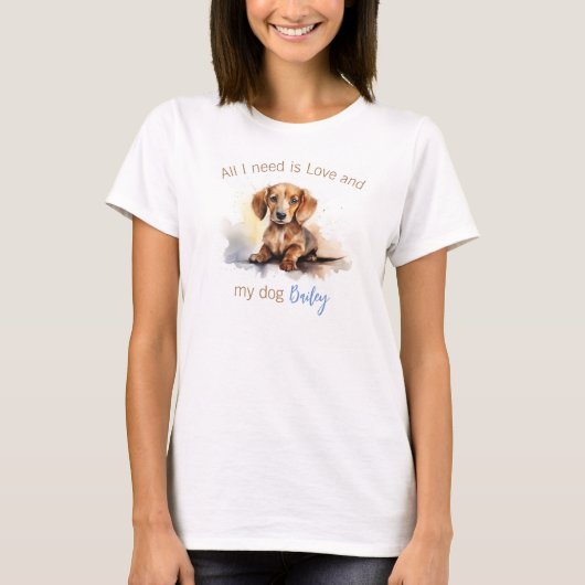 Dachshund gepersonaliseerd T-shirt (Voorkant)