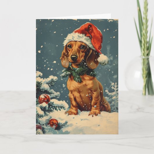 Dachshund gepersonaliseerde kerst feestdagen kaart (Voorkant)
