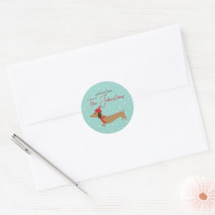 Dachshund Gepersonaliseerde Kerstmis Envelop Seal Ronde Sticker
