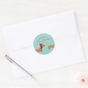 Dachshund Gepersonaliseerde Kerstmis Envelop Seal Ronde Sticker