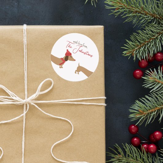 Dachshund Gepersonaliseerde Kerstmis Envelop Seal Ronde Sticker