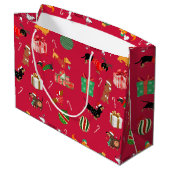 Dachshund Geschenkzak voor vakantie Groot Cadeauzakje (Achterkant Gekanteld)