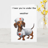 Dachshund Get Well Kaart (Gele Bloem)
