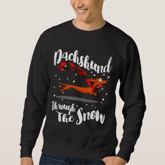 Dachshund Gif Through The Snow Trui (Voorkant)