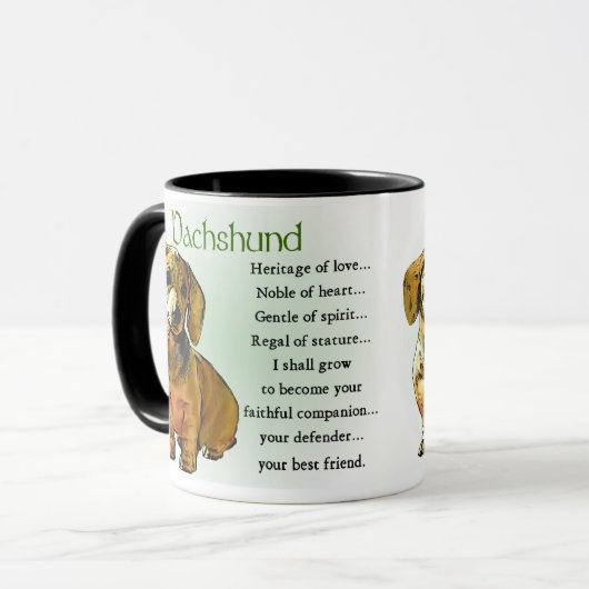 Dachshund Gifts, Dachshund Drank Mokken (Voorkant links)