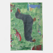 Dachshund Gifts Wiener Dog Modern Abstracte Kunst Theedoek (Verticaal)