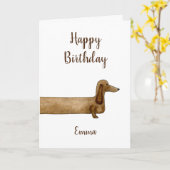 Dachshund girl card kaart (Gele Bloem)