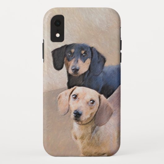 Dachshund (Gladhaar) Schilderij - Originele Honden Case-Mate iPhone Case (Achterkant)