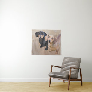 Dachshund (Gladhaar) Schilderij - Originele Honden Wandkleed