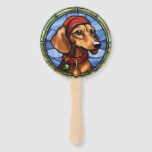 Dachshund Glas in Lood Kerstmis Handwaaier (Achterkant)