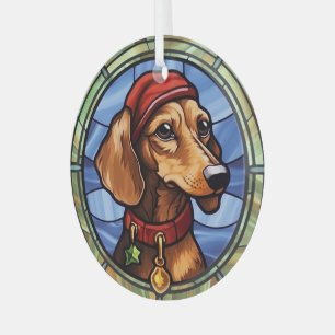 Dachshund Glas in Lood Kerstmis Ornament