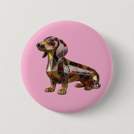 Dachshund Glas-in-lood Knoop Ronde Button 5,7 Cm