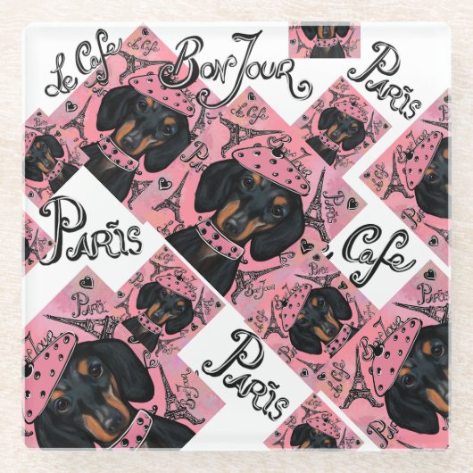 DACHSHUND GLAZEN ONDERZETTER (Voorkant)