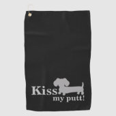 Dachshund Golf Towel Funny Kiss My Putt Wiener Dog Golfhanddoek (Voorkant)