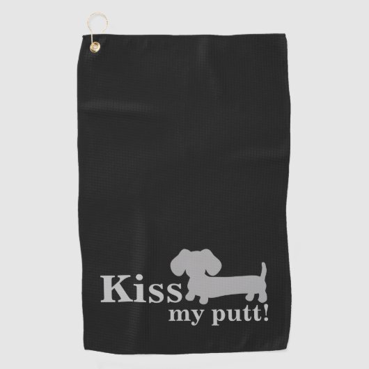 Dachshund Golf Towel Funny Kiss My Putt Wiener Dog Golfhanddoek (Voorkant)