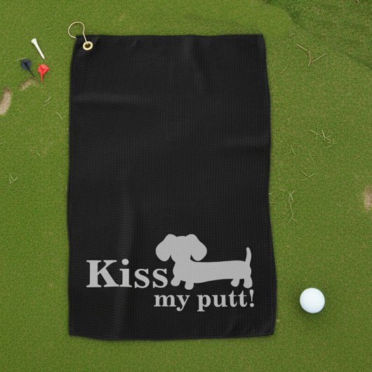 Dachshund Golf Towel Funny Kiss My Putt Wiener Dog Golfhanddoek
