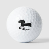 Dachshund Golfer Kiss Mijn Putt Grappige Golf Ball Golfballen (Voorkant)