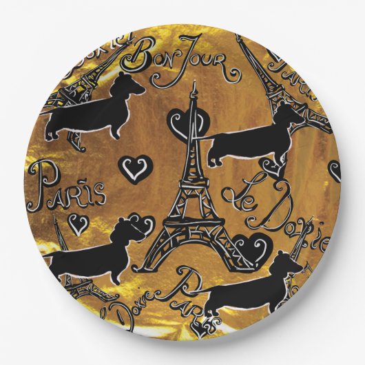 Dachshund Goud Papieren Bordje (Voorkant)