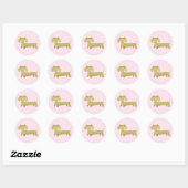 Dachshund Goud & Roze Stickers Weiner Dog Feestje  (Vel)