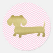 Dachshund Goud & Roze Stickers Weiner Dog Feestje  (Voorkant)