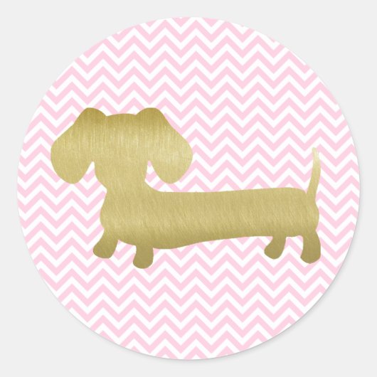 Dachshund Goud & Roze Stickers Weiner Dog Feestje (Voorkant)