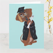 Dachshund Graduate Kaart (Gele Bloem)