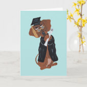 Dachshund Graduate Kaart (Gele Bloem)