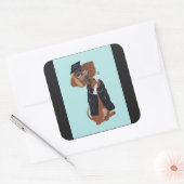 Dachshund Graduate Vierkante Sticker (Envelop)