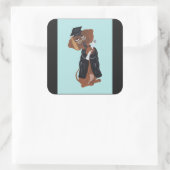 Dachshund Graduate Vierkante Sticker (Tas)