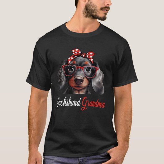 Dachshund Grandma Headband Glasses T-shirt (Voorkant)